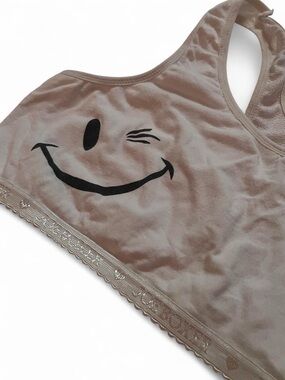Vintage Joe Boxer Smiley / Winky Face Racerback Sports Bra • SIZE - XL • Y2K